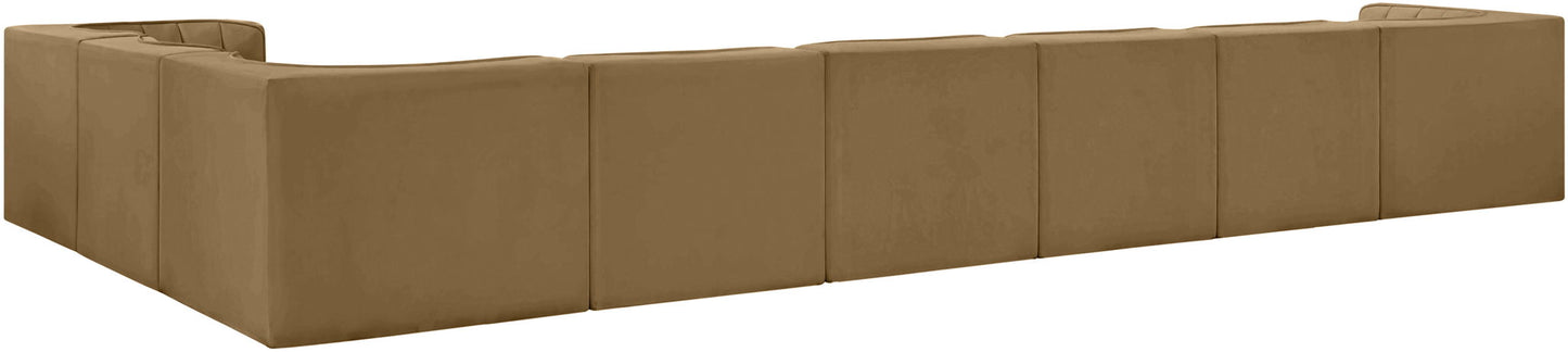 Rummi - Velvet Performance Fabric Upholstered 8 Piece Modular Sectional (With 3 Corner Chairs)