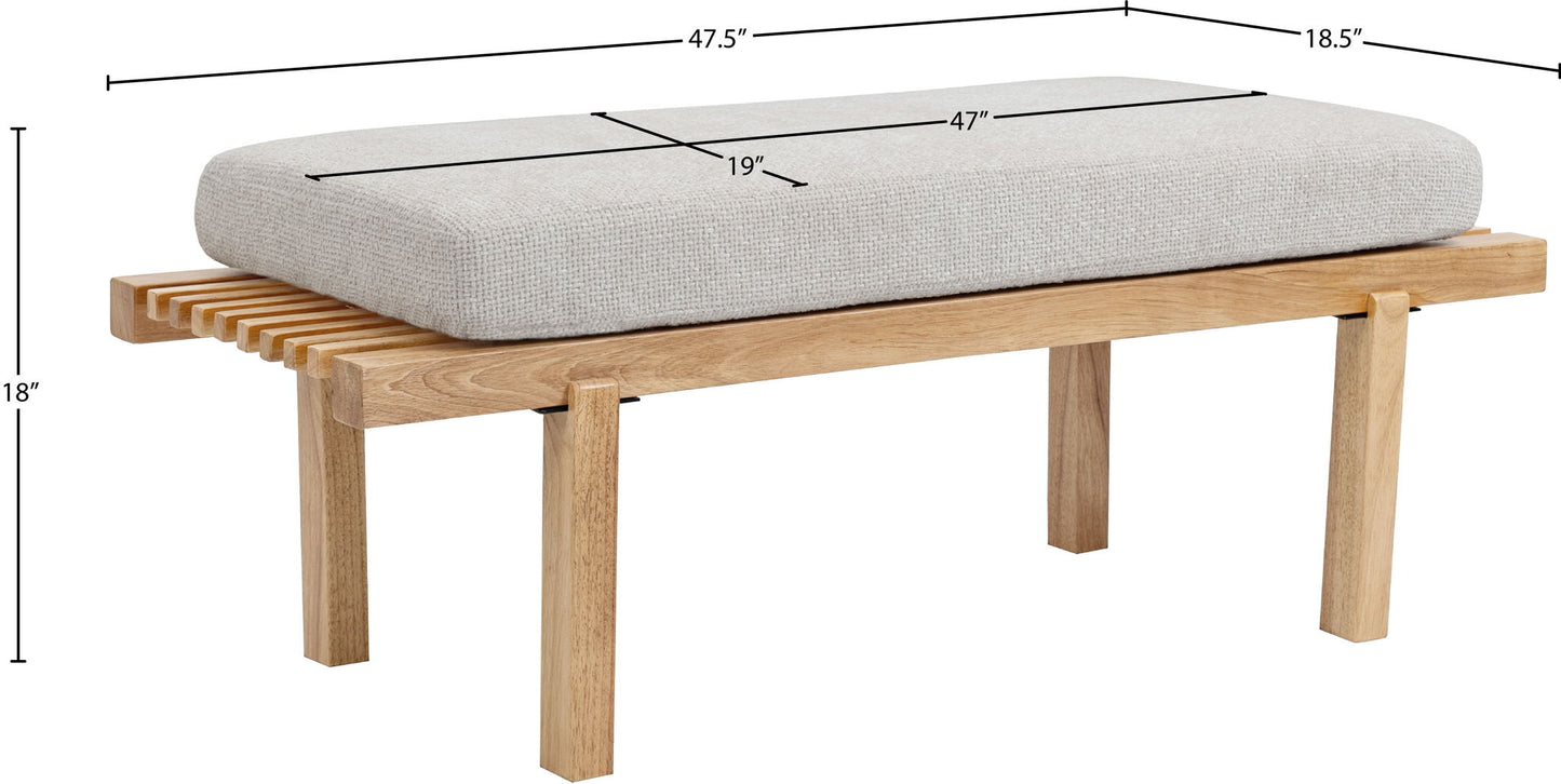Naya - Chenille Fabric Bench - Cream