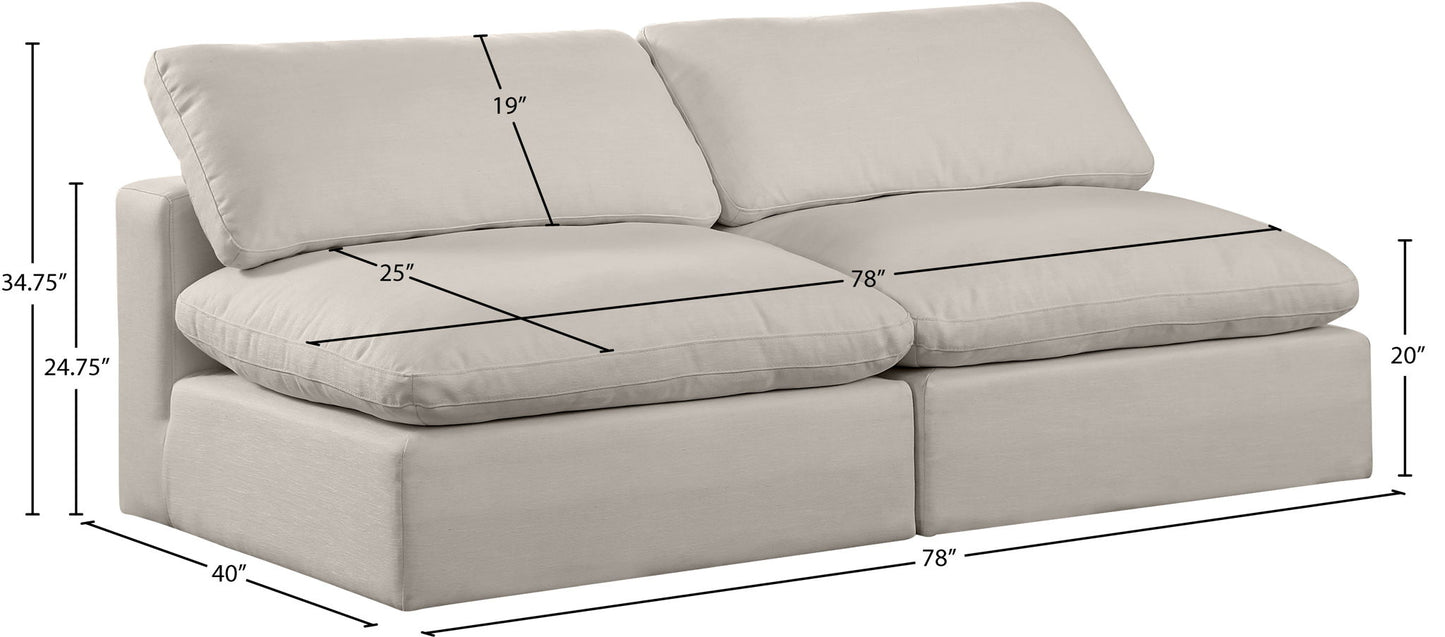 Comfy - Linen Modular Armless Sofa 2 Seats
