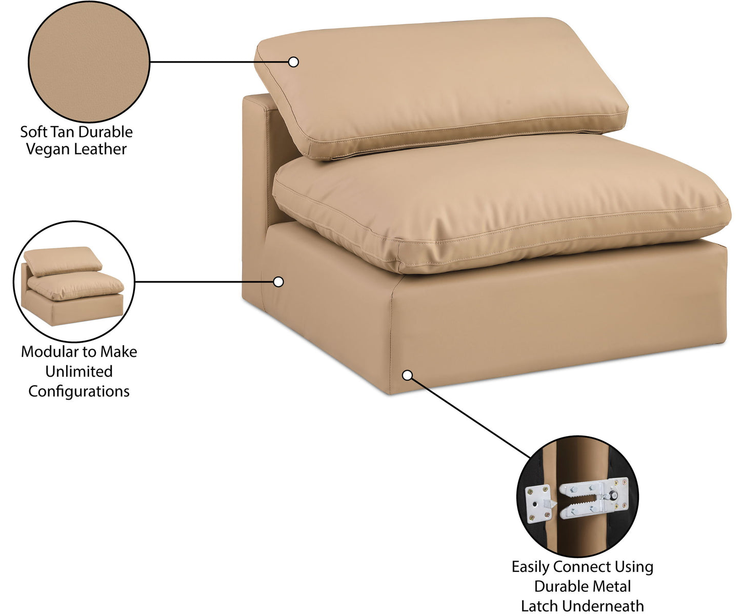 Comfy - Faux Leather Armless Chair - Tan