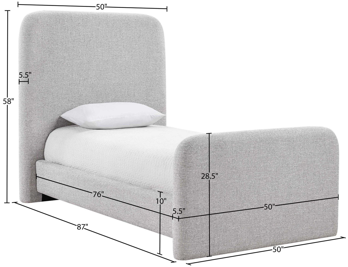Fira - Linen Textured Fabric Upholstered Bed