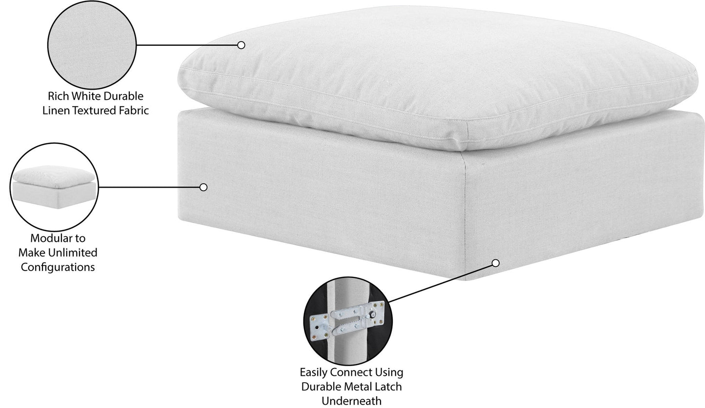 Indulge - Linen Ottoman - White