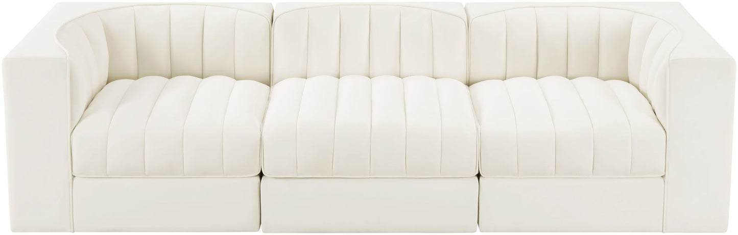 Rummi - Velvet Performance Fabric Upholstered 3 Piece Modular Sofa