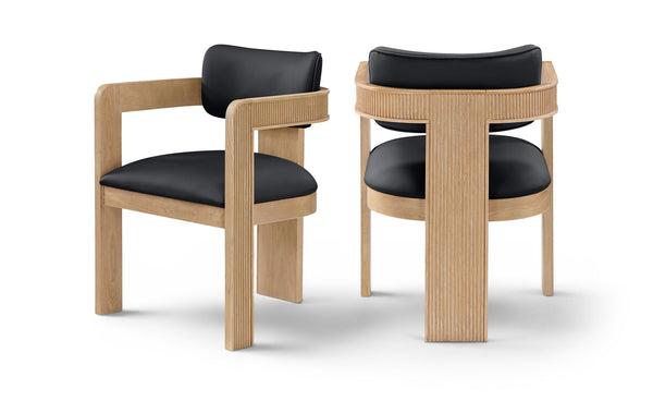 Sacha - Vegan Leather Upholstered Dining Chair With Natural Base (Set of 2)
