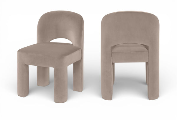 Celine - Velvet Performance Fabric Upholstered Dining Chair (Set of 2) - Taupe