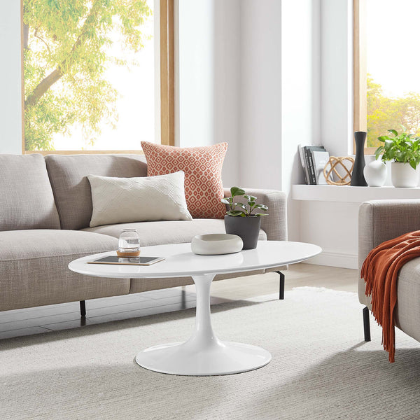 Lippa Oval Wood Coffee Table - 42", White