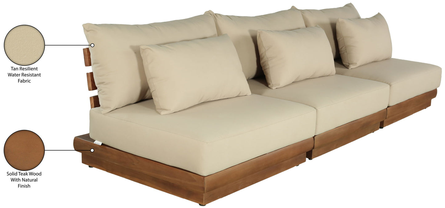 Mirella - 3 Piece Water Resistant Fabric Upholstered Outdoor Patio Modular Sofa