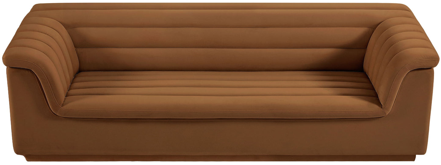 Cascade - Velvet Sofa - Saddle