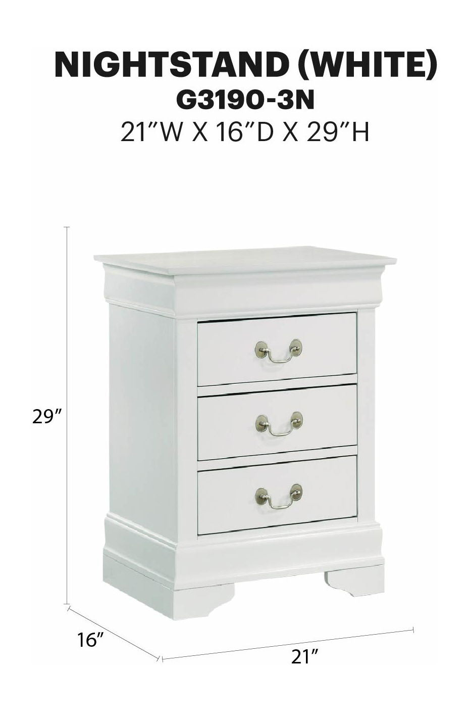 Glory Furniture - Louis Phillipe - Nightstand