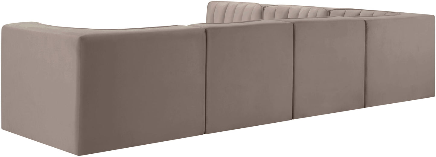 Rummi - Velvet Performance Fabric Upholstered 6 Piece Modular Sectional