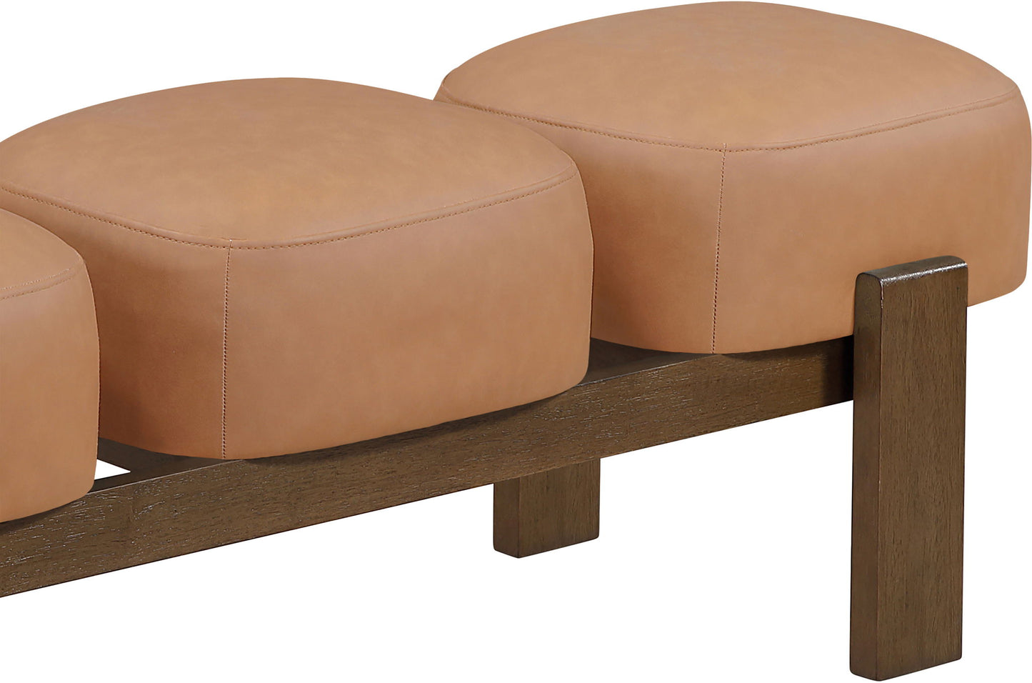 Woodcrest - Vegan Leather Upholstered Bench - Painted Brown Walnut Base
