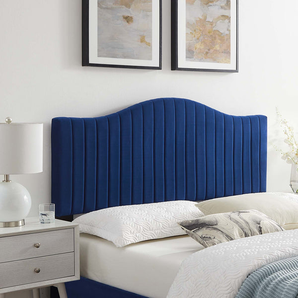 Brielle Channel Tufted Performance Velvet Headboard - King/CA King, Navy