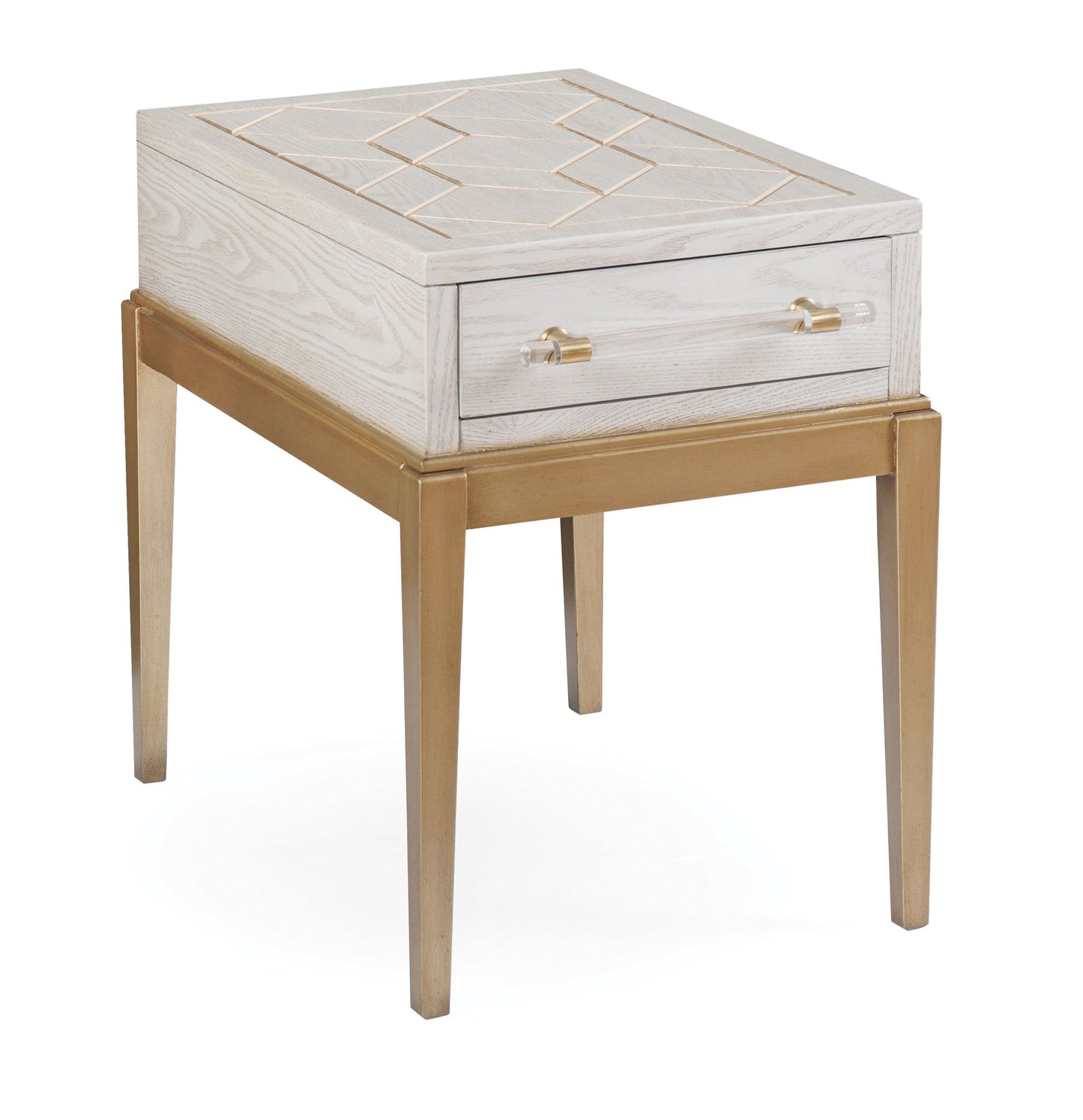 Perrine - Chairside Table - White / Gold