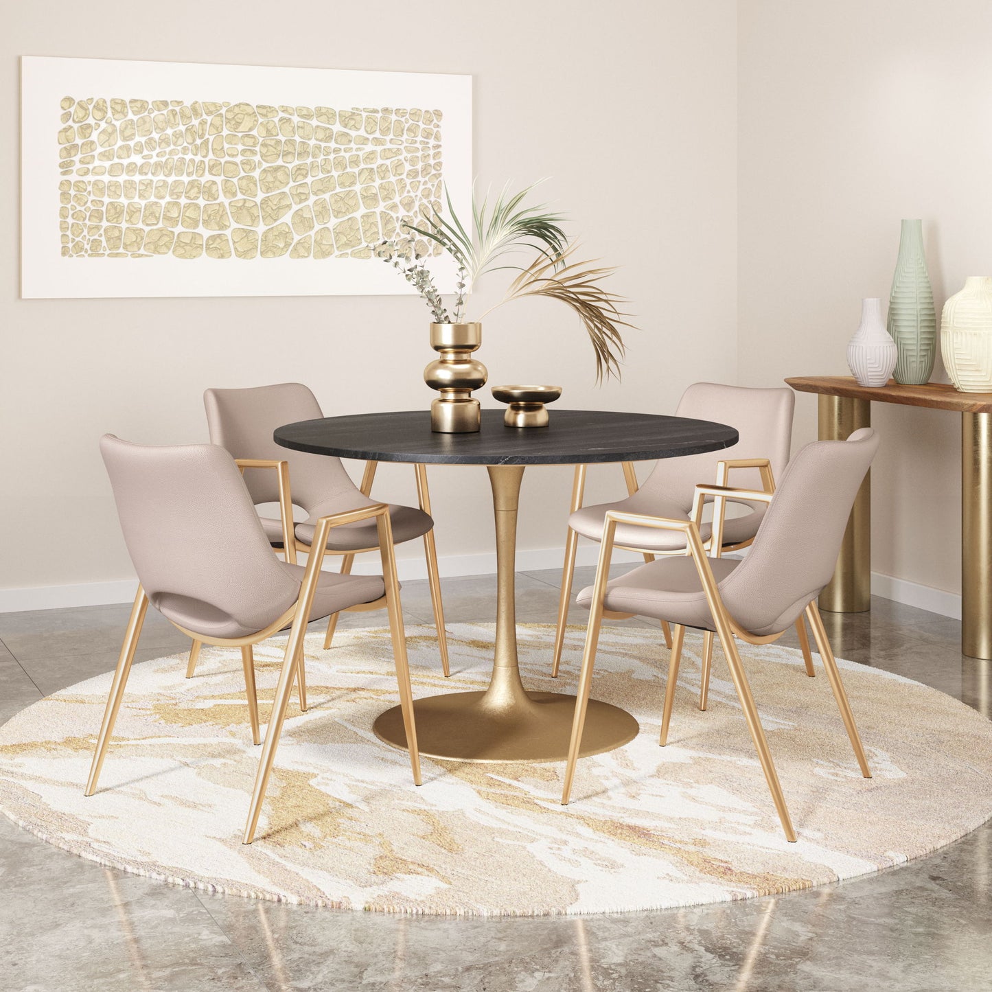 Desi - Dining Chair (Set of 2) - Beige & Gold