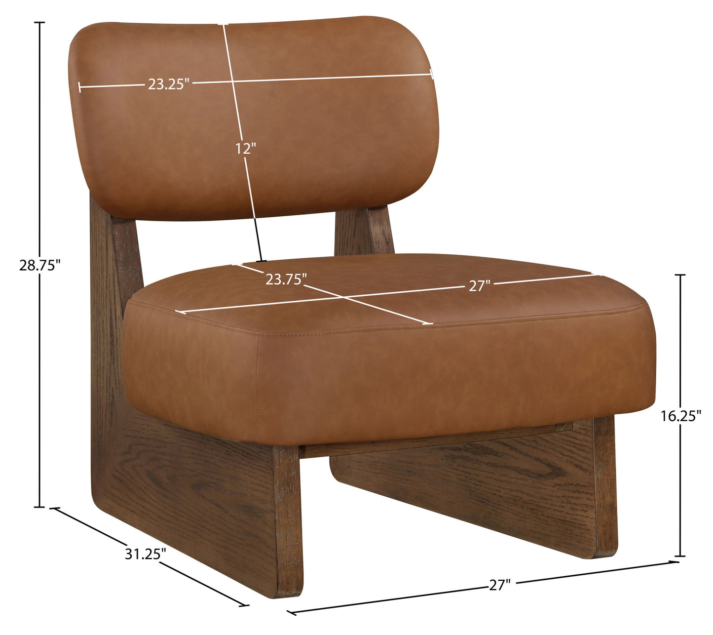 Vetra - Vegan Leather Upholstered Accent Chair With Brown Base