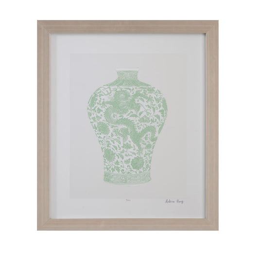 Mint Vases IV Framed Print - Green / Beige
