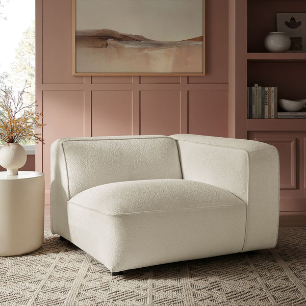 Auren Lattice Boucle Upholstered Modular Right-Facing Arm Chair - Cream