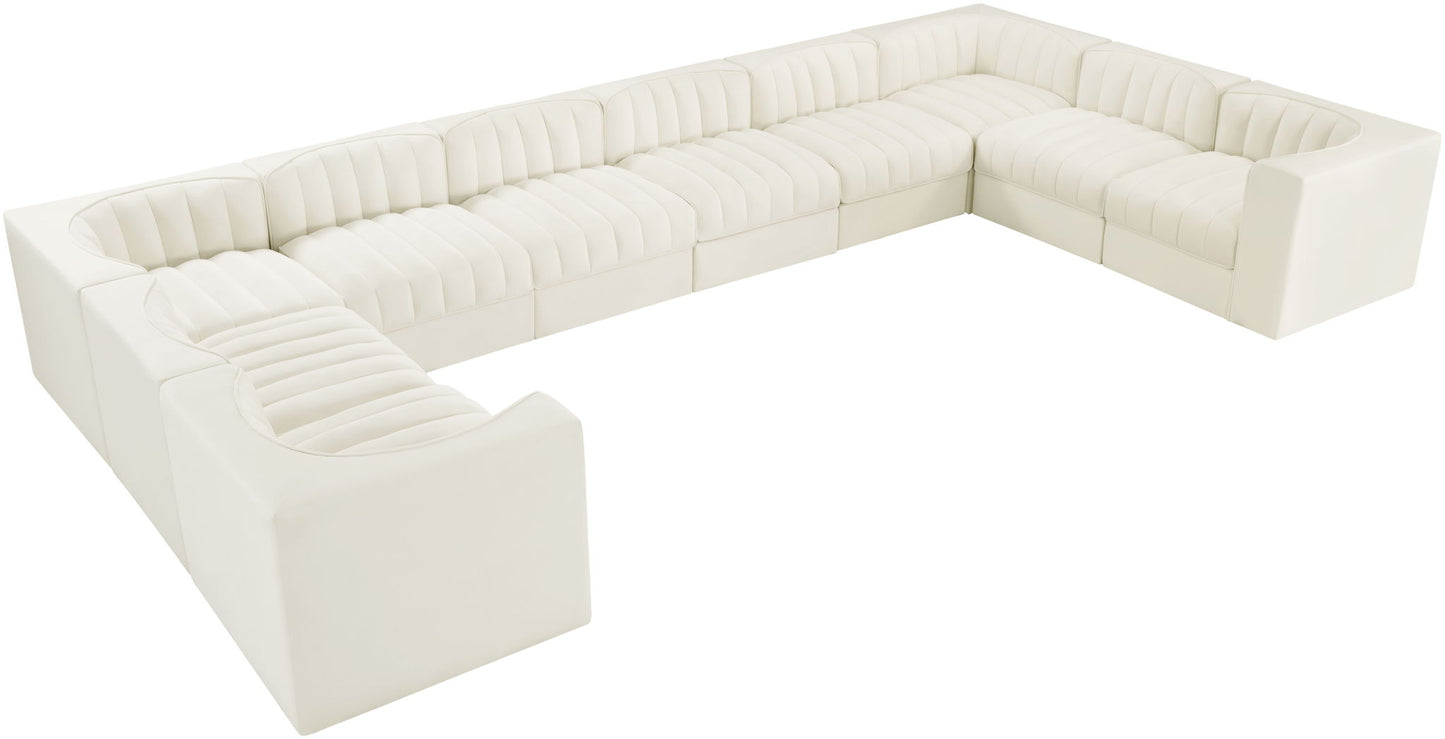 Rummi - Velvet Performance Fabric Upholstered 10 Piece Modular Sectional