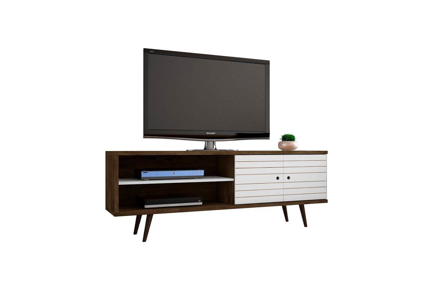 Manhattan Liberty - 63" TV Stand With Rustic Brown Frame