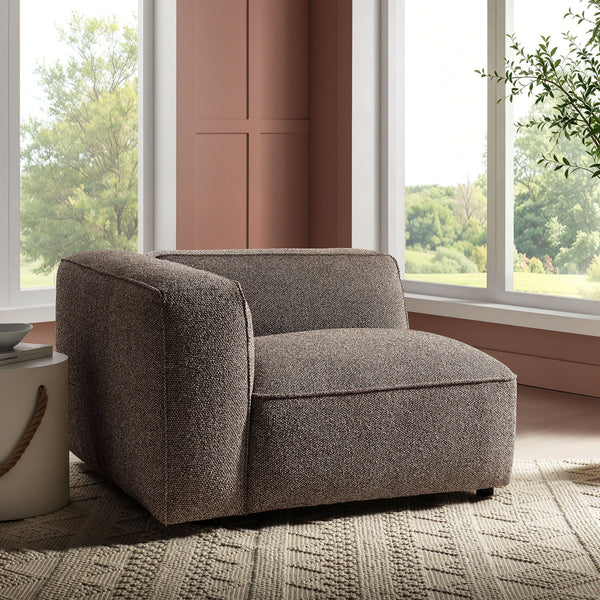 Auren Lattice Boucle Upholstered Modular Left-Facing Arm Chair - Earth