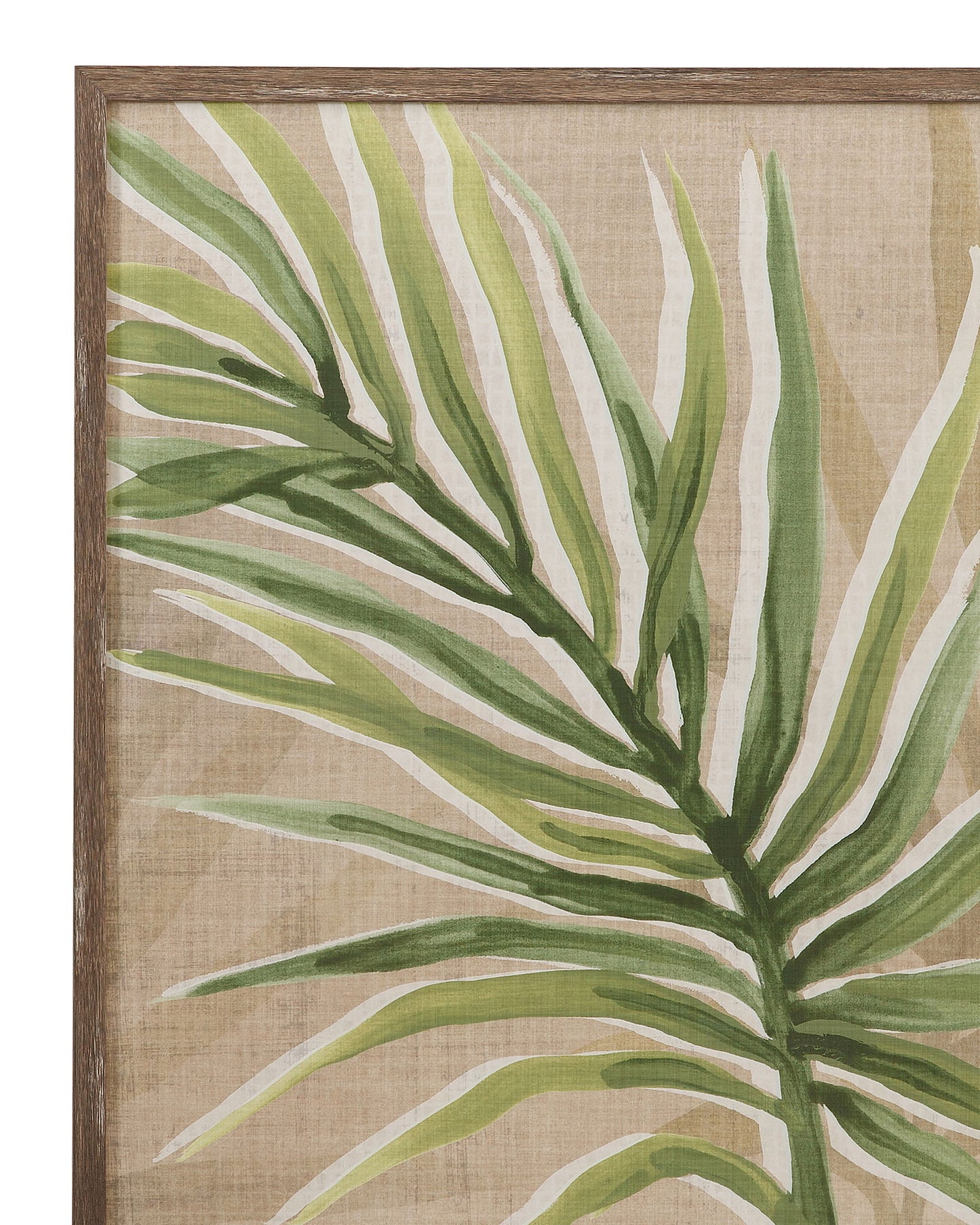 Burlap Palm Frond II Framed Print - Light Brown / Green