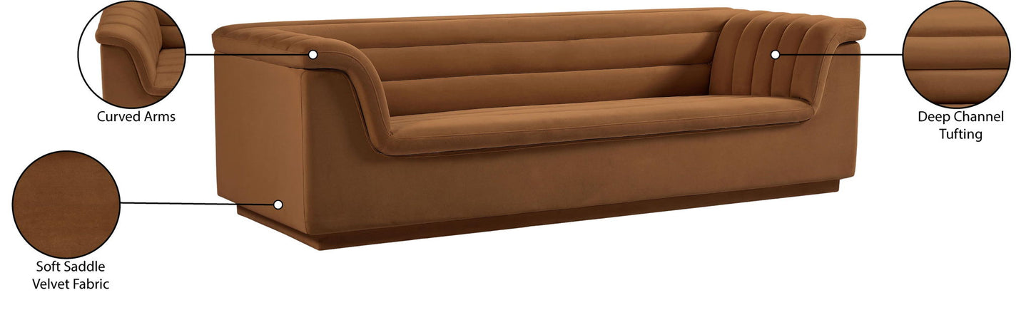 Cascade - Velvet Sofa - Saddle