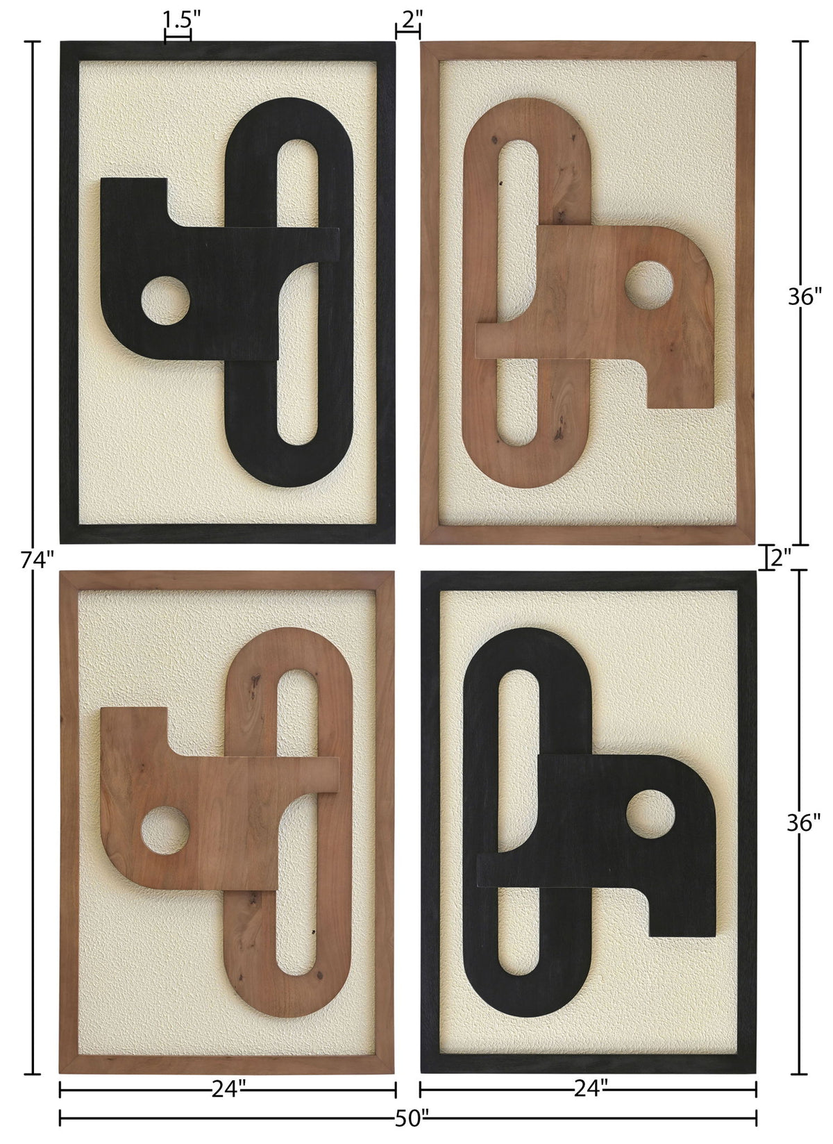 Arid - 4 Piece Two-Color Wall Art - Natural