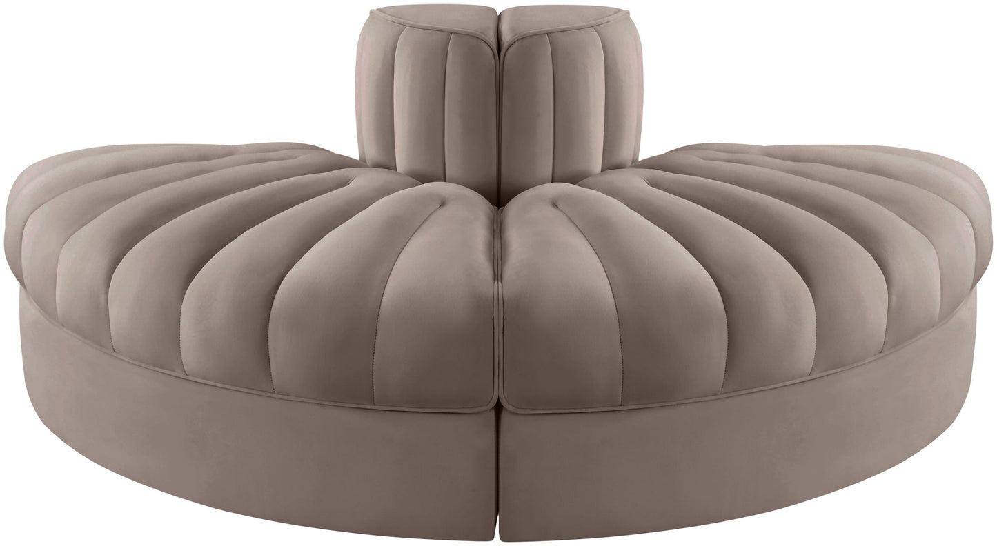 Rummi - Velvet Performance Fabric Upholstered 2 Piece  Rounded Modular Loveseat