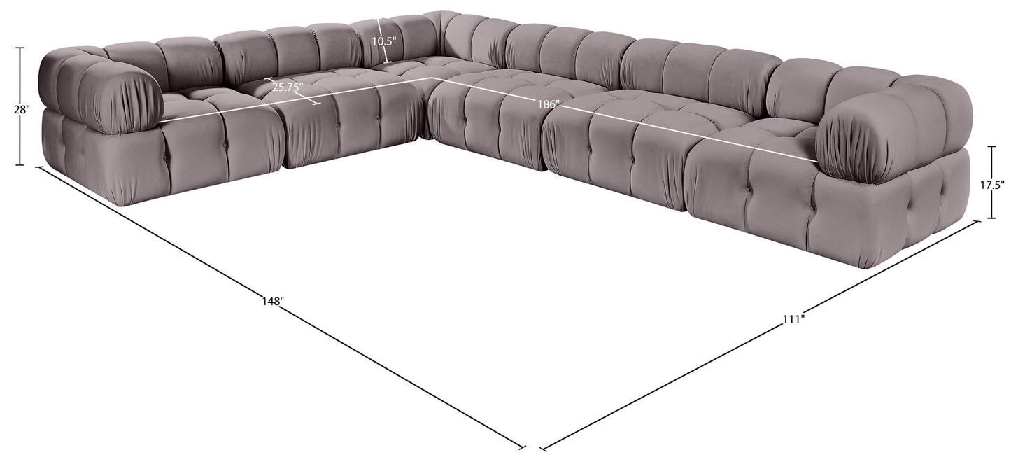 Orin - L-Shaped Velvet 6 Piece Modular Sectional