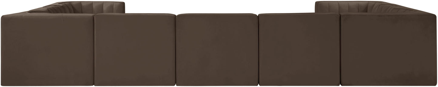 Rummi - Velvet Performance Fabric Upholstered 9 Piece Modular Sectional