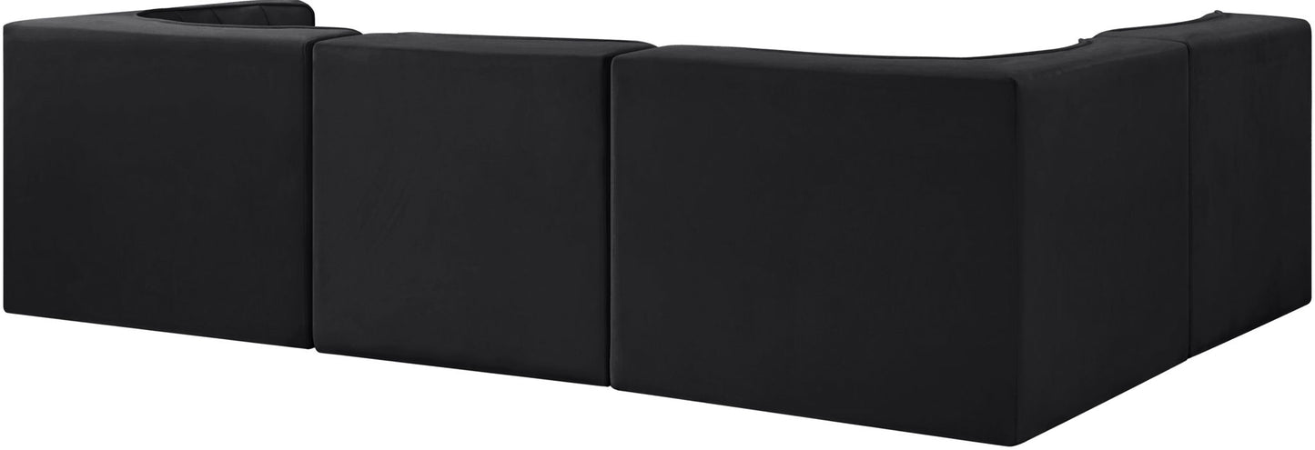 Rummi - Velvet Performance Fabric Upholstered 4 Piece Modular Sectional