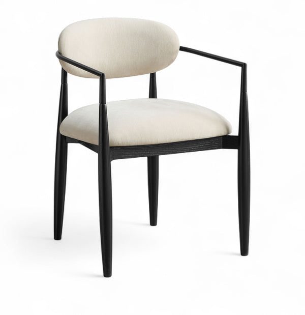Riccio - Fabric Dining Arm Chair (Set of 2) - Black Frame