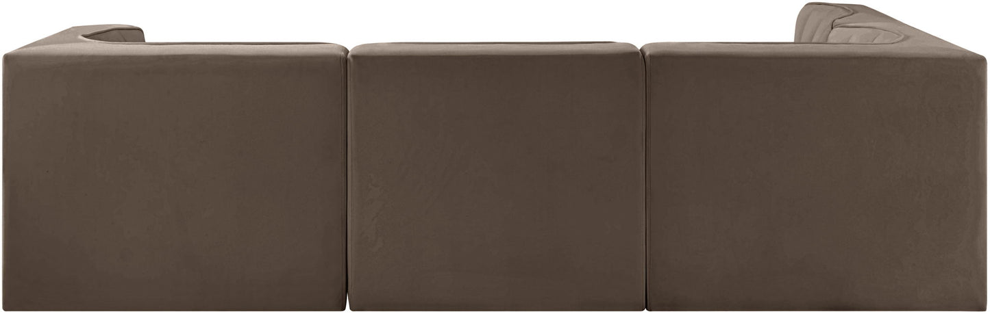Rummi - Velvet Performance Fabric Upholstered 4 Piece Modular Sectional