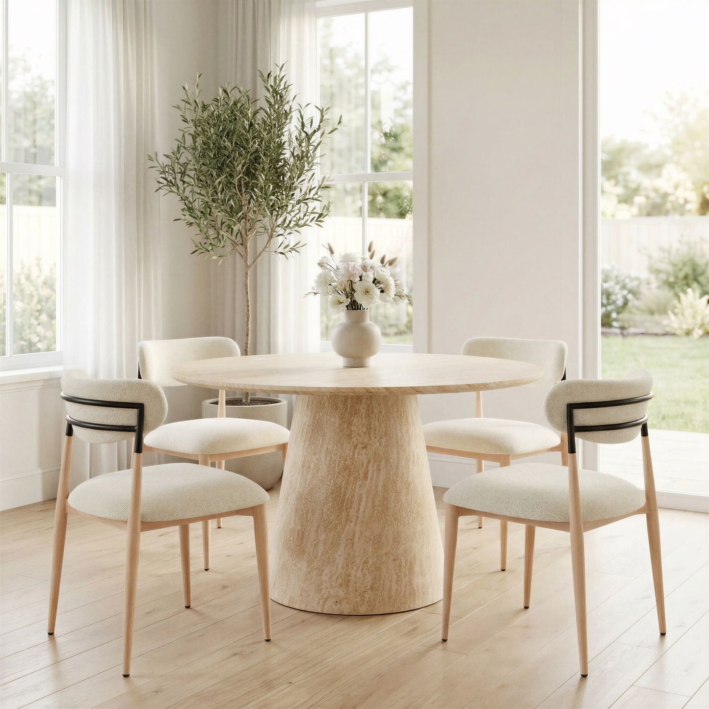 Equinox - Armless Dining Chair (Set of 2) - Oyster Gray / Natural