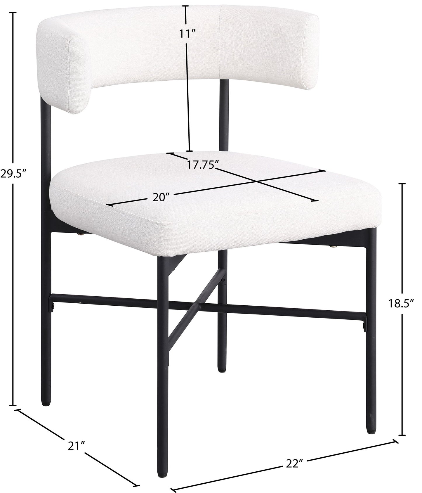 Rivage - Durable Dining Chair With Black Frame (Set of 2)