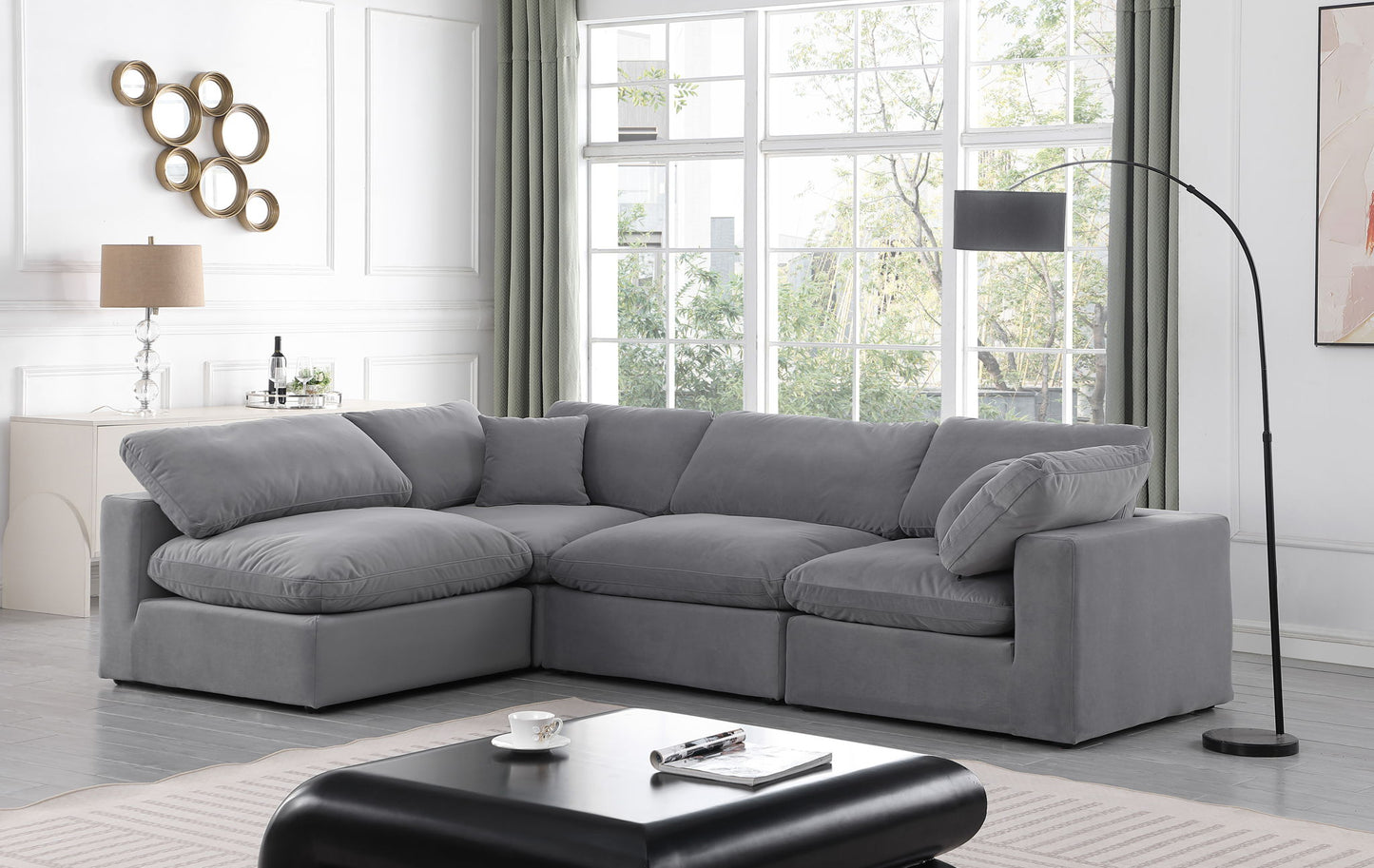 Comfy - 4 Piece Velvet Modular Armless Sectional