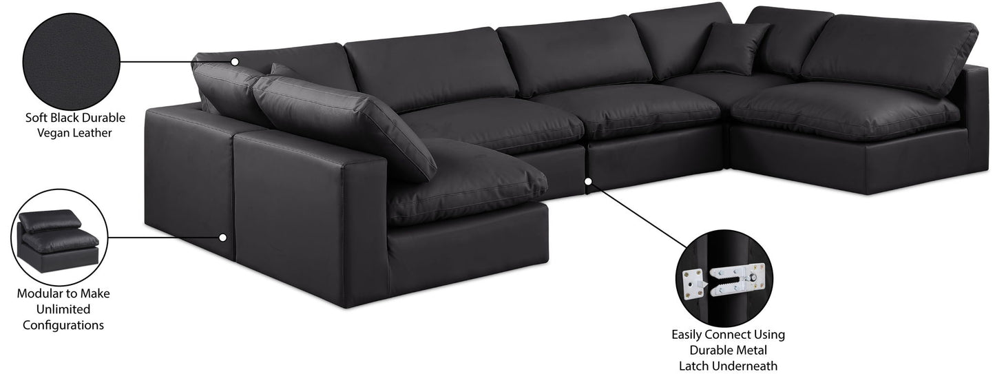 Comfy - 6 Piece Faux Leather Modular Armless Sectional
