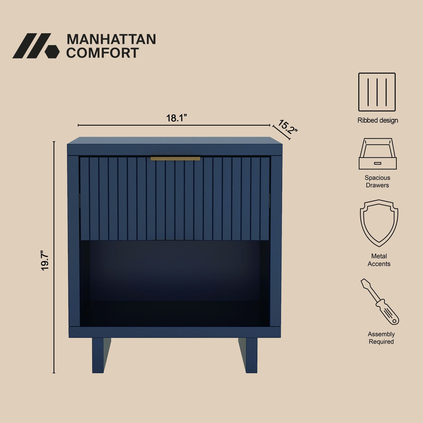 Manhattan Elara - Solid Wood Nightstand