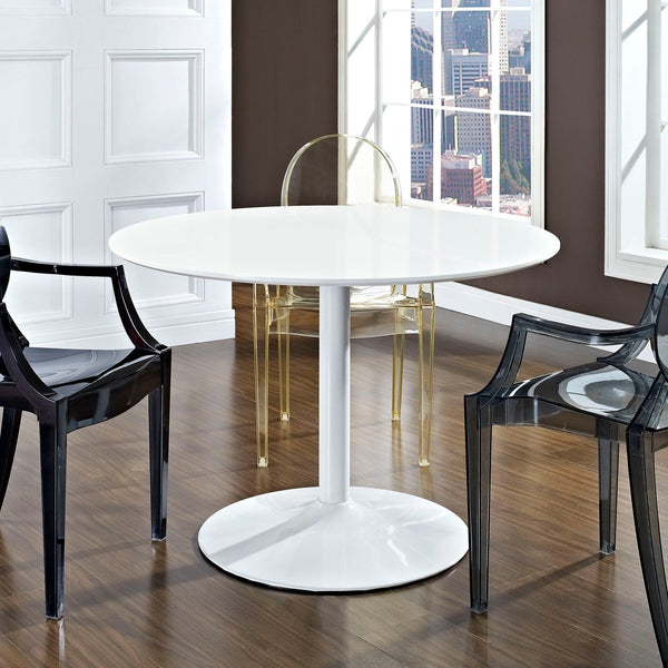 Revolve Round Wood Dining Table - White