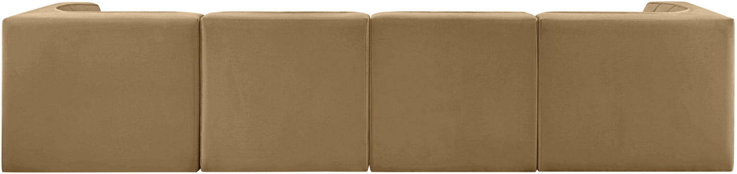 Rummi - Velvet Performance Fabric Upholstered 4 Piece Modular Sofa