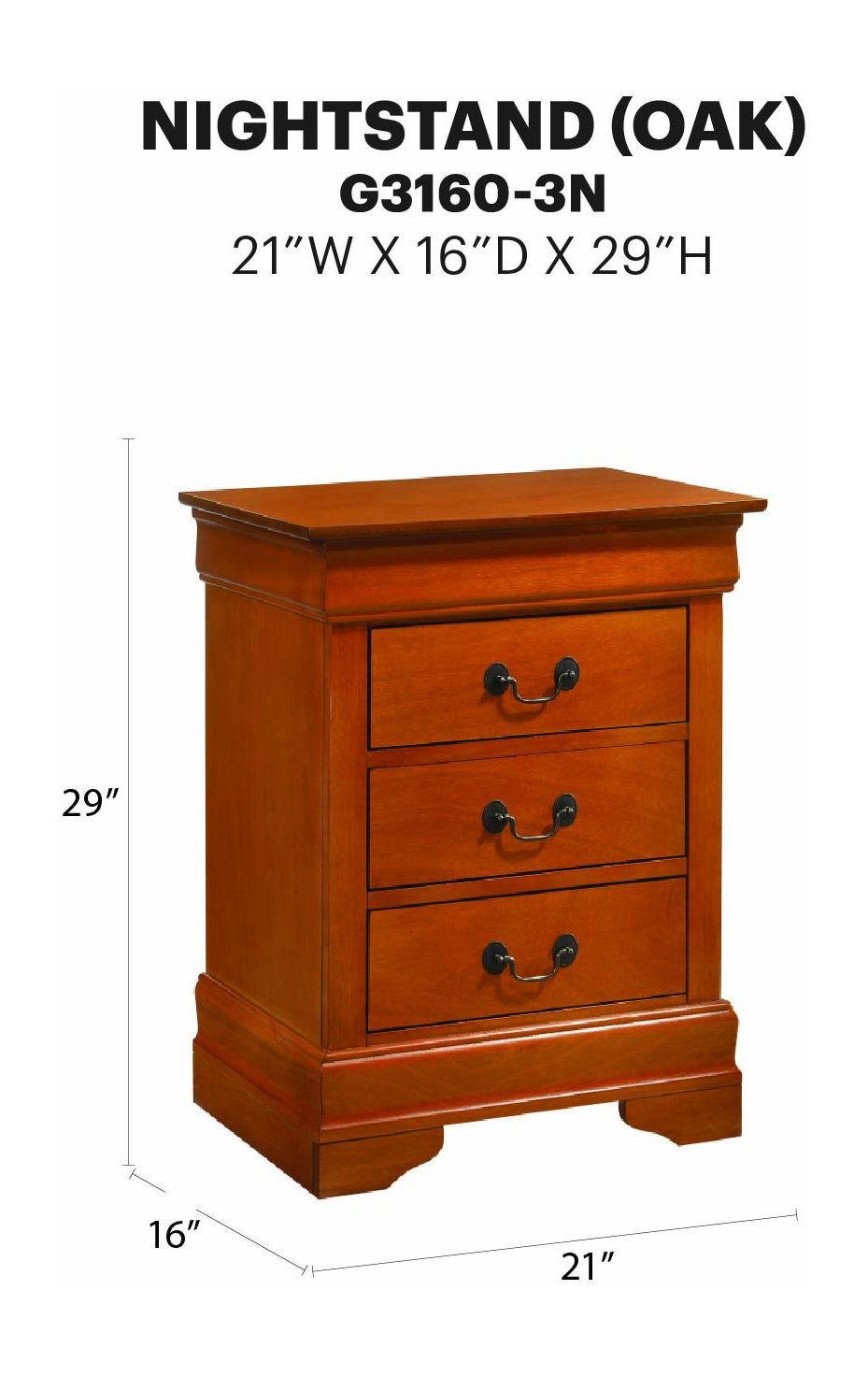 Glory Furniture - Louis Phillipe - Nightstand
