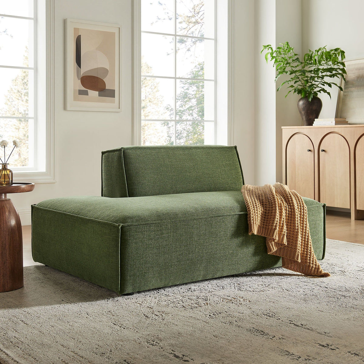 Restore Performance Fabric Upholstered Left-Facing Armless Modular Chaise - Foliage