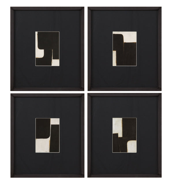 Desert Fragments Framed Print (Set of 4) - Black, White