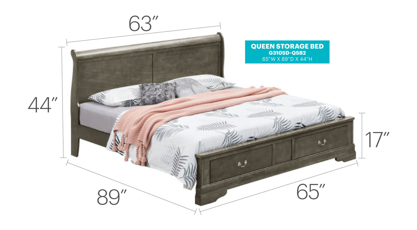 Glory Furniture - Louis Phillipe - Storage Bed
