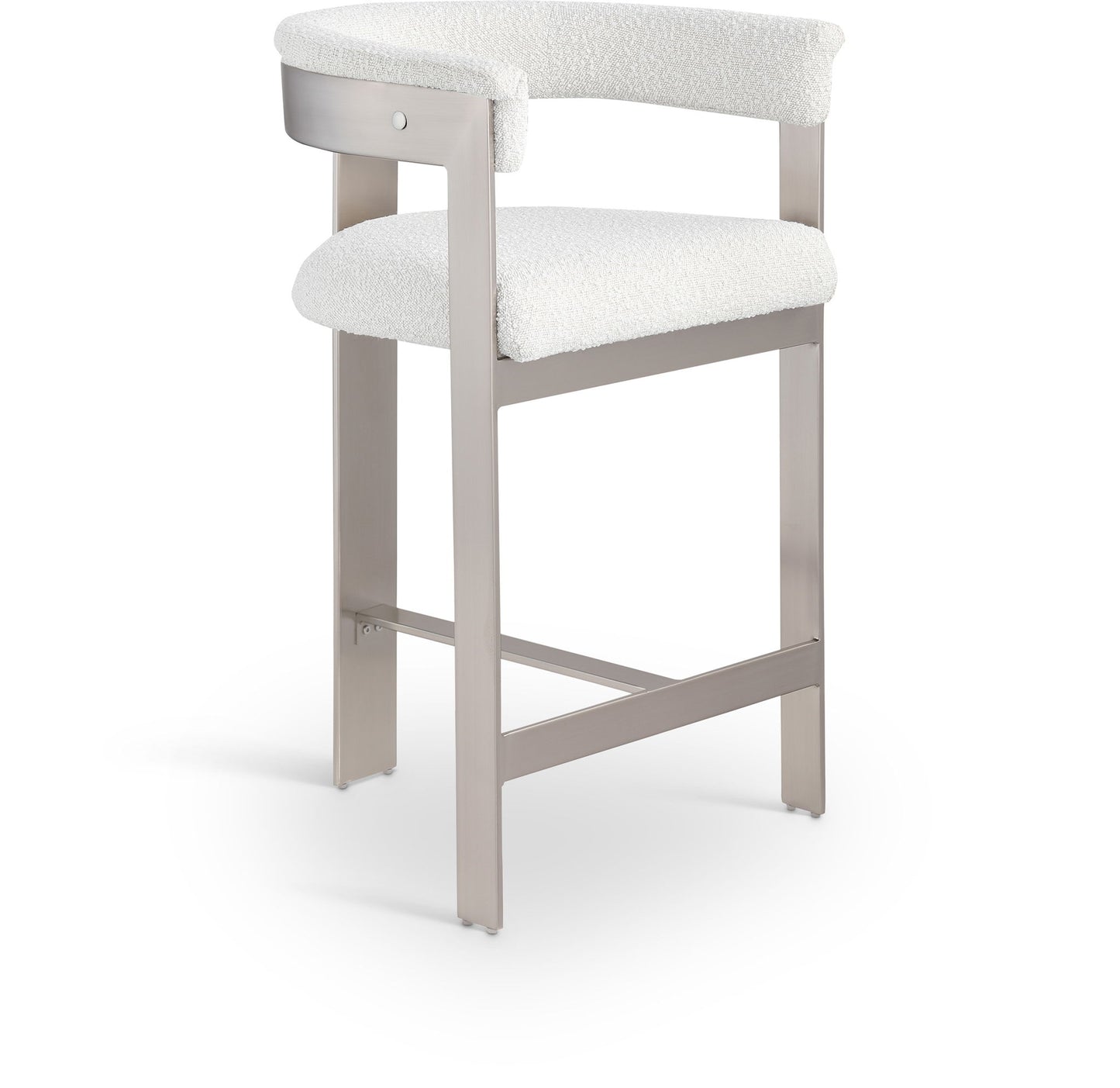 Romeo - Boucle Counter Stool With Silver Base (Set of 2)