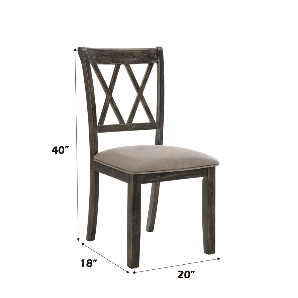 Claudia II - Side Chair (Set of 2) - Beige Fabric & Weathered Gray