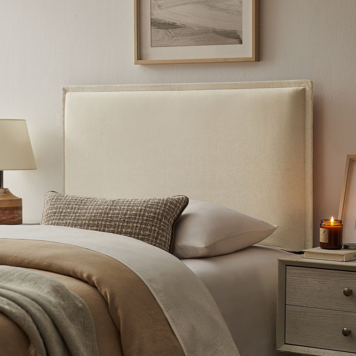 Camille Upholstered Linen Blend Headboard - Twin, Linen