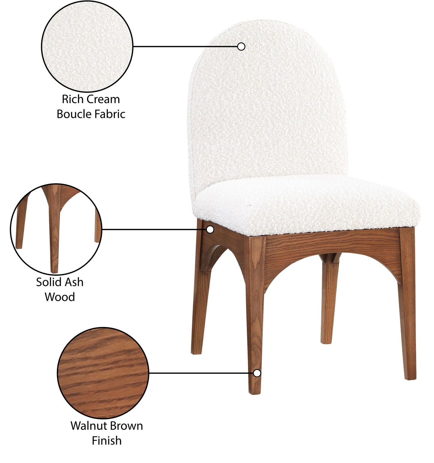Waldorf - Boucle Dining Side Chair With Brown Legs