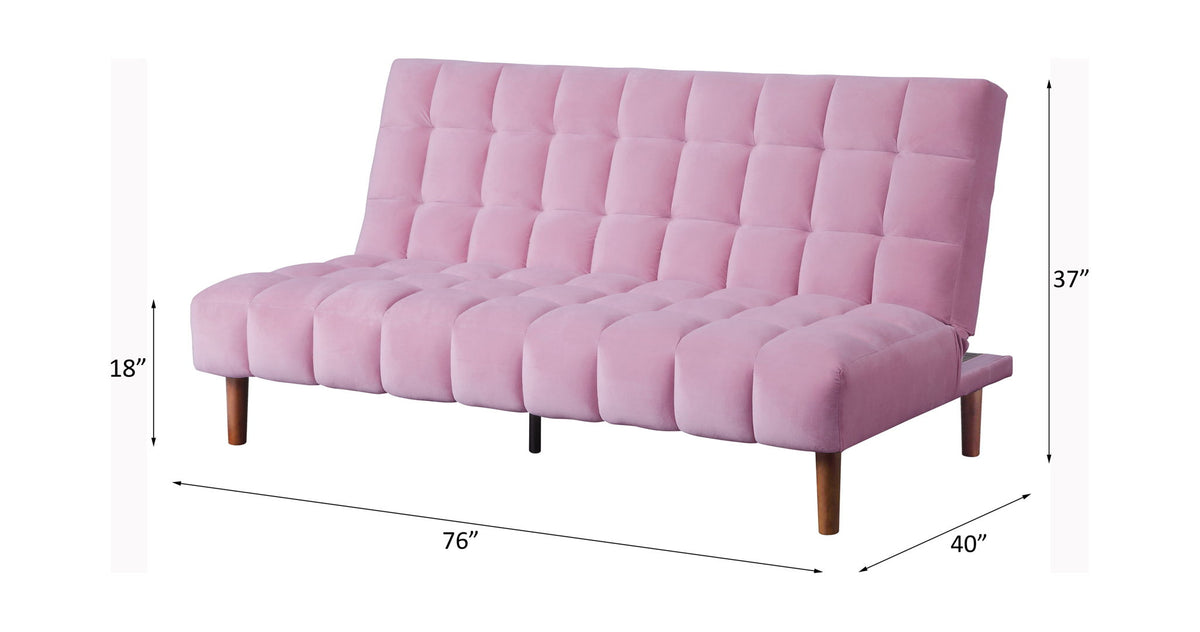 Yolandi - Adjustable Sofa - Pink Velvet & Dark Walnut