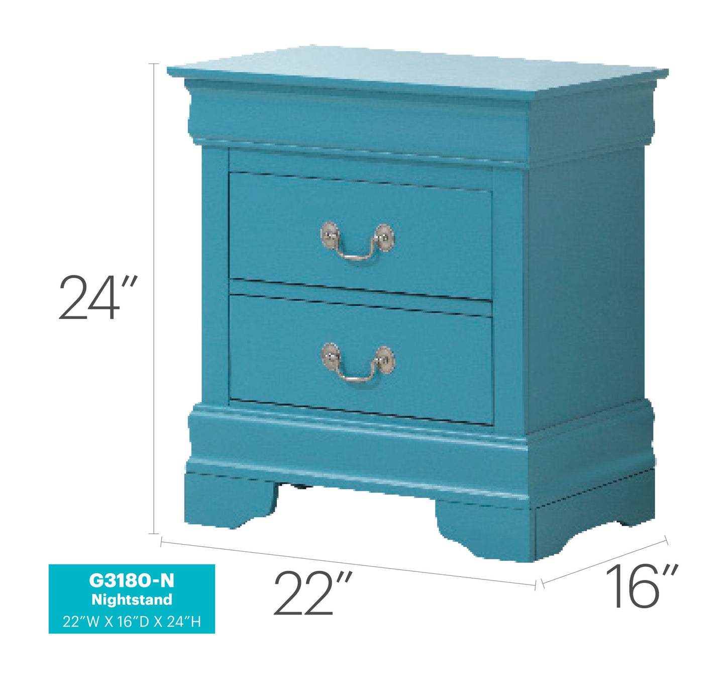 Glory Furniture - Louis Phillipe - 2 Drawer Nightstand
